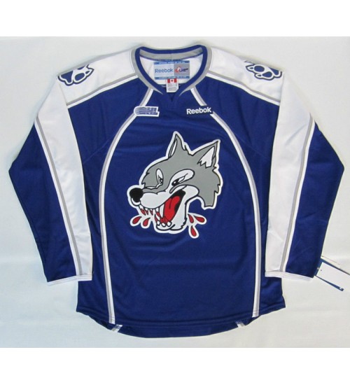 Custom OHL Sudbury Wolves Hockey Jersey Home Blue